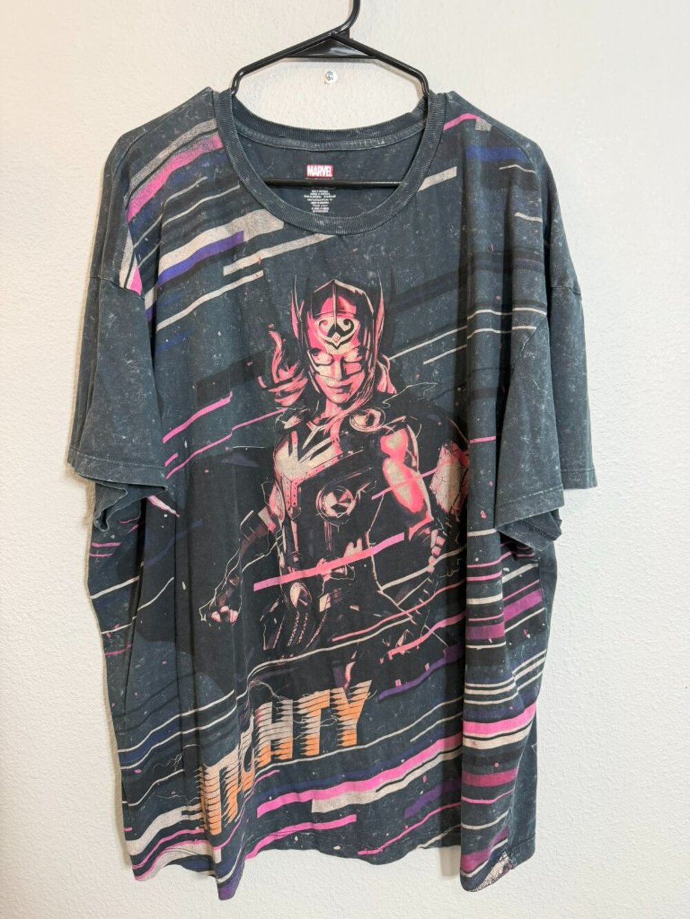 Marvel Mighty Thor Graphic T-Shirt | Size 2XL | Acid Wash | Disney Marvel